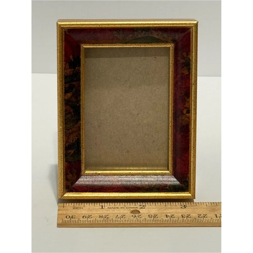 Miniature Gold Burgandy Picture Photo Frame 2x3